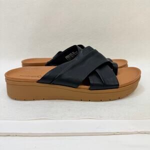 Baretraps Geraldine Wedge Platform Sandal Black Casual Arch Support Slip On 9 M